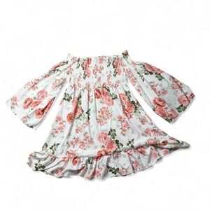 Floral off the shoulder dress with bell sleeves